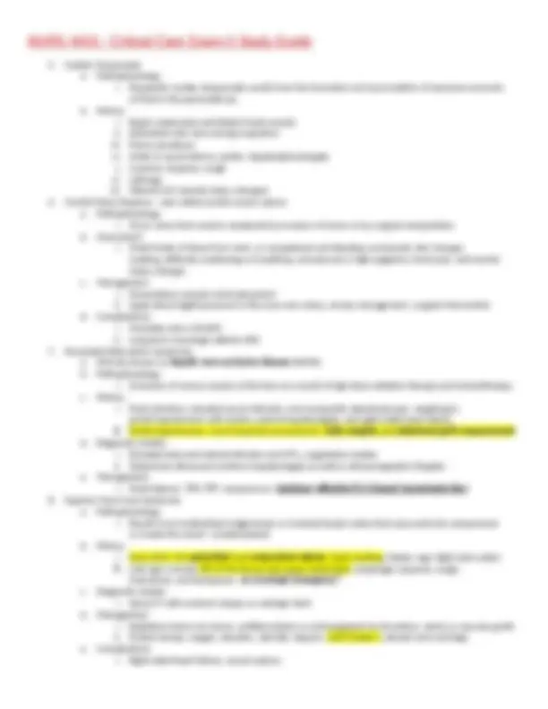 NURS 4431 - Critical Care Exam 3 Study Guide | Exams Biosafety | Docsity