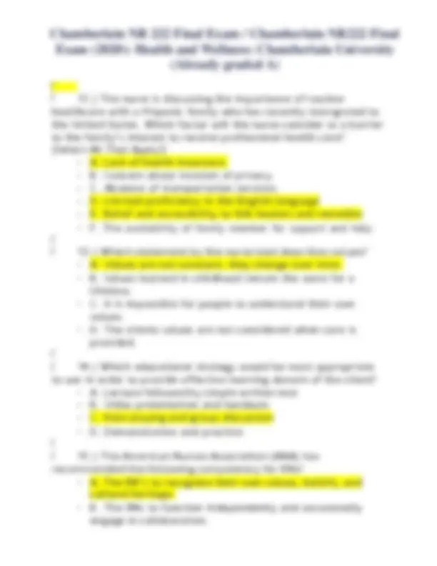 NR 222 Final Exam / Chamberlain NR222 Final Exam (2020): Health and ...