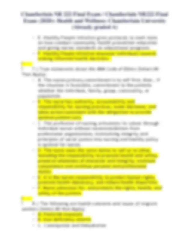 NR 222 Final Exam / Chamberlain NR222 Final Exam (2020): Health and ...