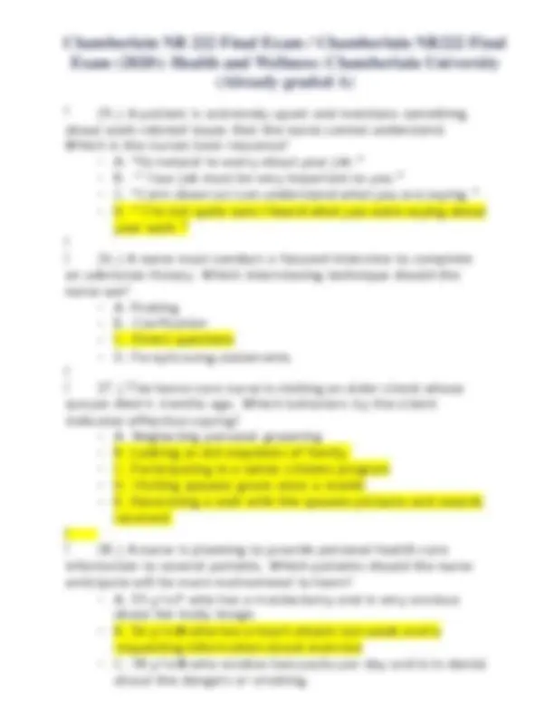 NR 222 Final Exam / Chamberlain NR222 Final Exam (2020): Health and ...