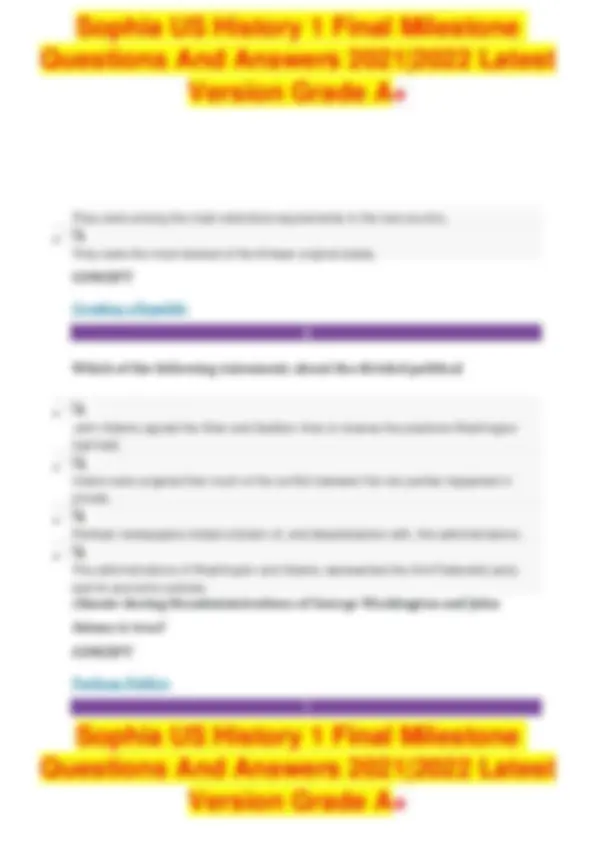Sophia US History 1 Final Milestone Questions And Answers 2021|2022 ...