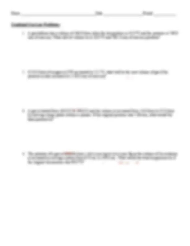 Gas Laws Worksheet answer key | Summaries Law | Docsity