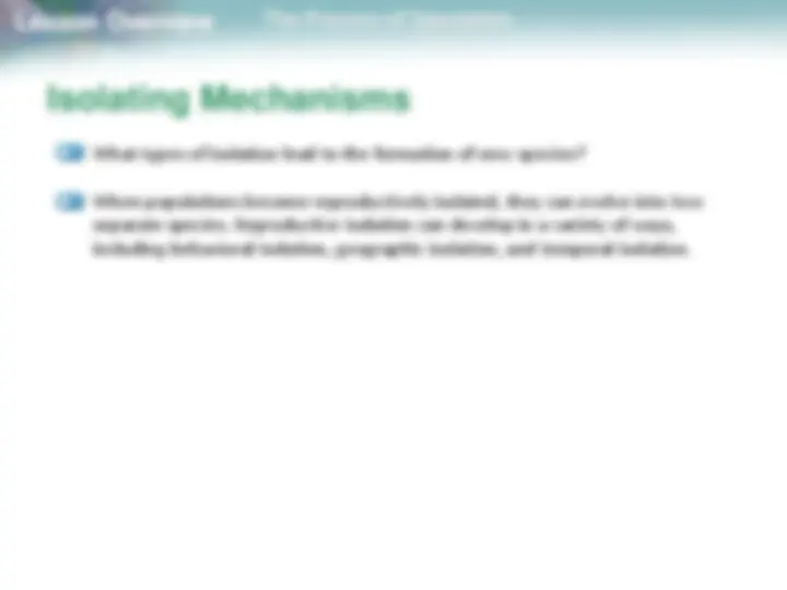 18.3 The Process of Speciation | Study notes Evolutionary biology | Docsity