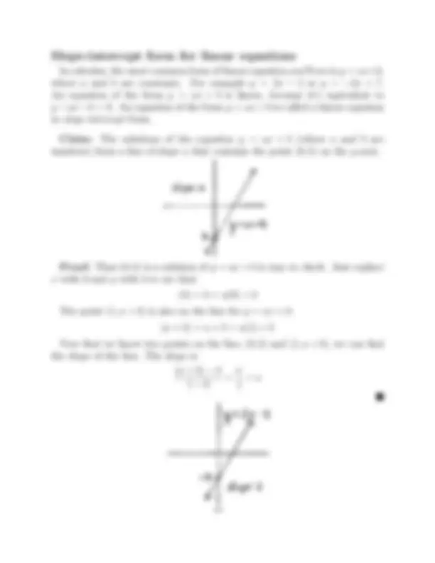 Linear Equations and Lines | Study notes Linear Algebra | Docsity