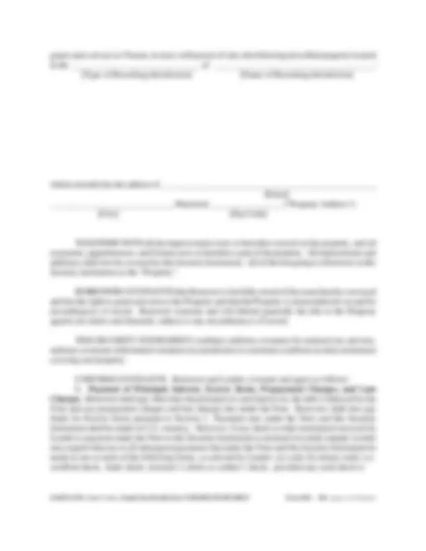 Mortgage Security Instrument: Borrower's Obligations and Lender's ...