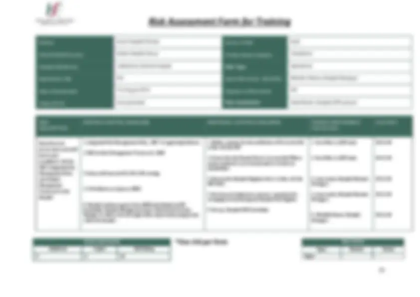 High Risk Training Form Quality, Risk & Safety HSE Excel Risk Register Training manual ...