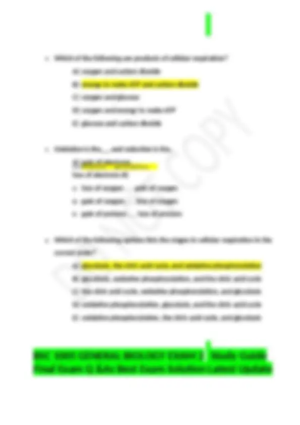 BSC 1005 GENERAL BIOLOGY EXAM 2 Study Guide Final Exam Q &As Best Exam ...