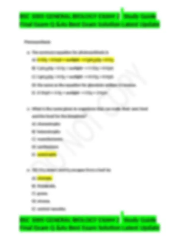 BSC 1005 GENERAL BIOLOGY EXAM 2 Study Guide Final Exam Q &As Best Exam ...