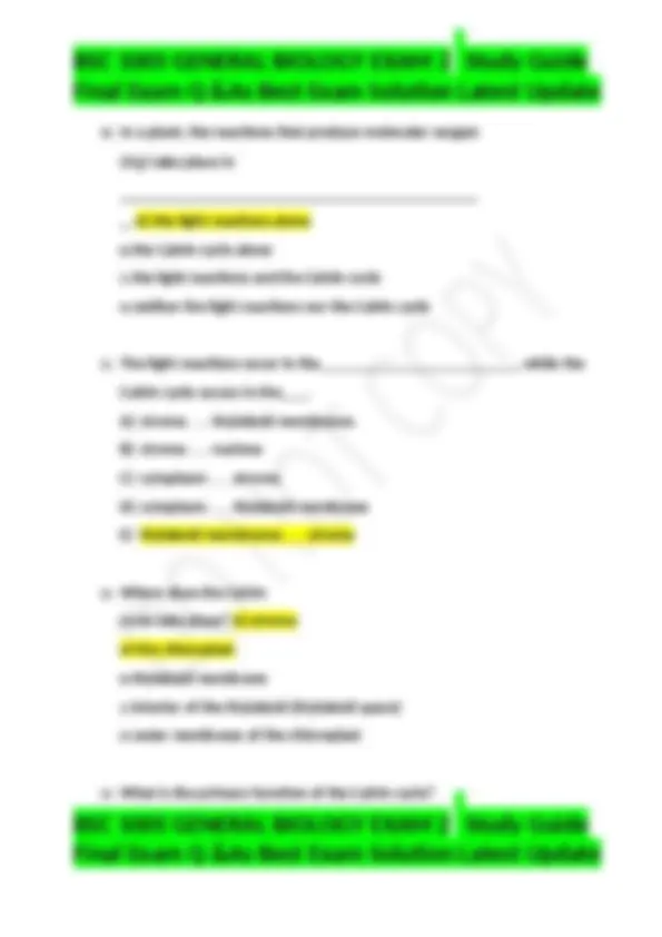 BSC 1005 GENERAL BIOLOGY EXAM 2 Study Guide Final Exam Q &As Best Exam ...