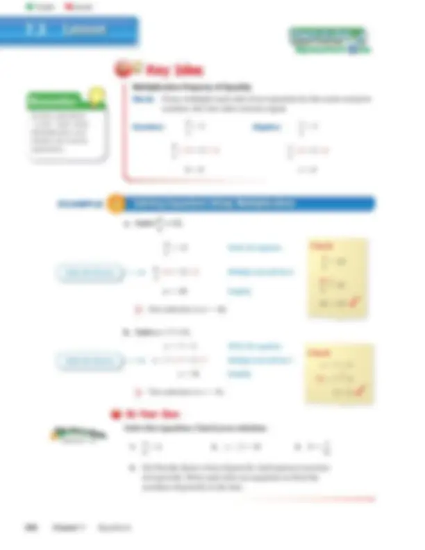 Solving Equations Using Multiplication or Division 7.3 | Lecture notes ...