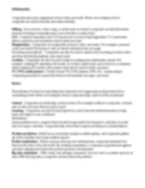 COMPUTER HARDWARE AND SOFTWARE | Study notes Business | Docsity