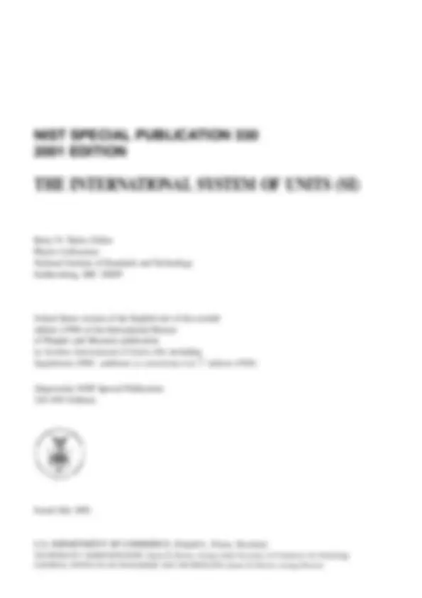 The International System of Units (SI) | Lecture notes French | Docsity