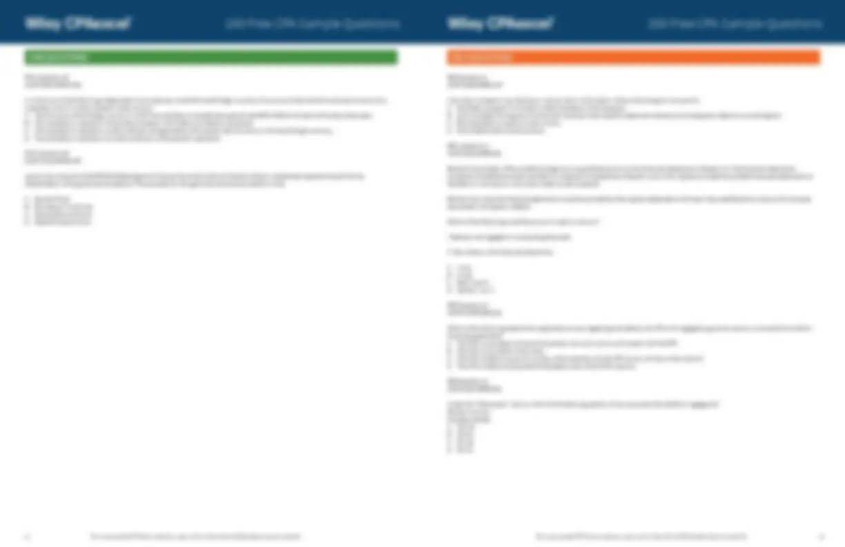 100 Free CPA Sample Questions | Lecture notes Accounting | Docsity