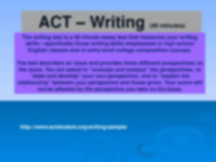 ACT Exam Overview and Prep | Summaries English | Docsity