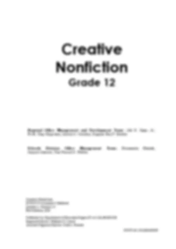 Creative NonFiction Module Quarter 3 Module 1 to 4 | Lecture notes ...