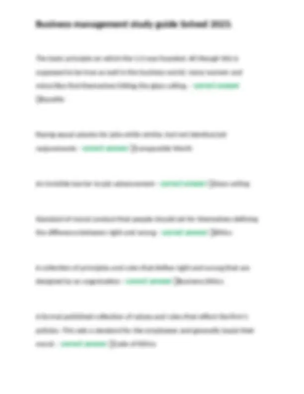 Business management study guide Solved 2023. | Exams Nursing | Docsity