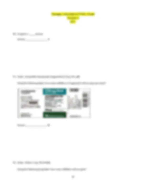 Dosage Calculations FINAL Exam Version 2 | Exams Nursing | Docsity