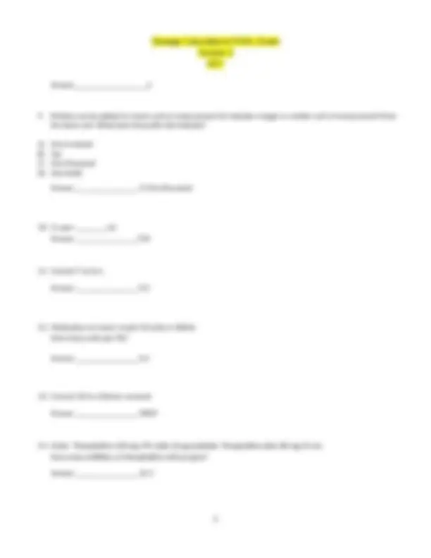 Dosage Calculations FINAL Exam Version 2 | Exams Nursing | Docsity