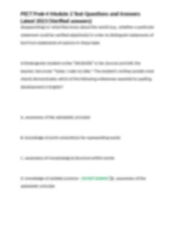 PECT Prek-4 Module 2 Test Questions and Answers Latest 2023 | Exams ...