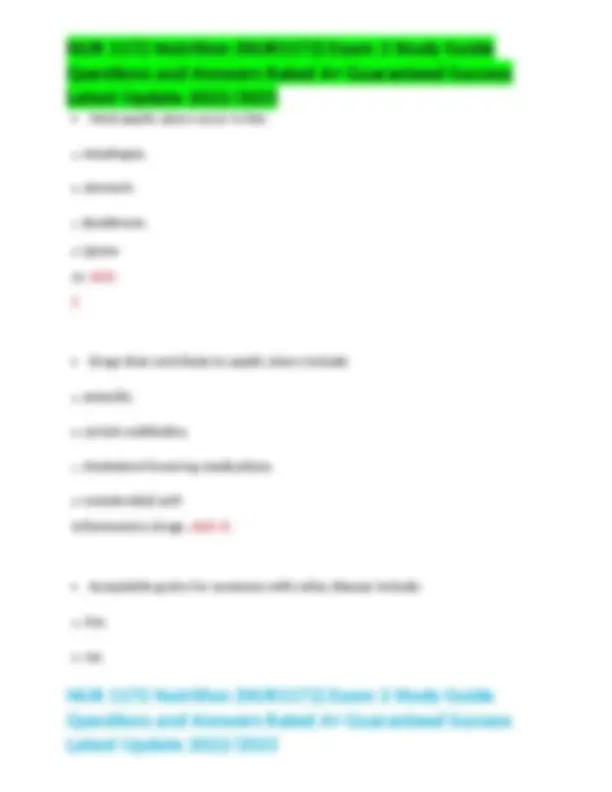 NUR 1172 Nutrition Exam 3 Study Guide Questions and Answers | Exams ...