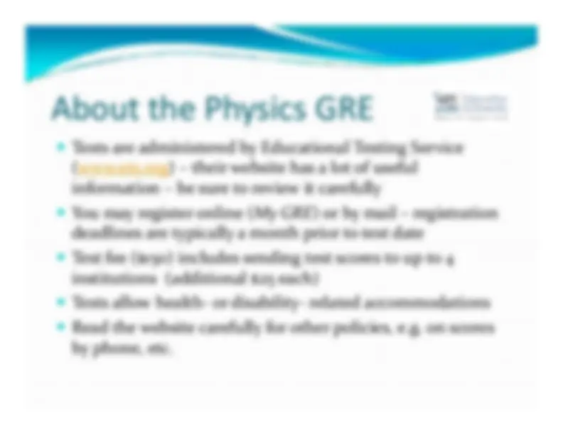 Preparing for the Physics GRE Exam | Study notes Optics | Docsity