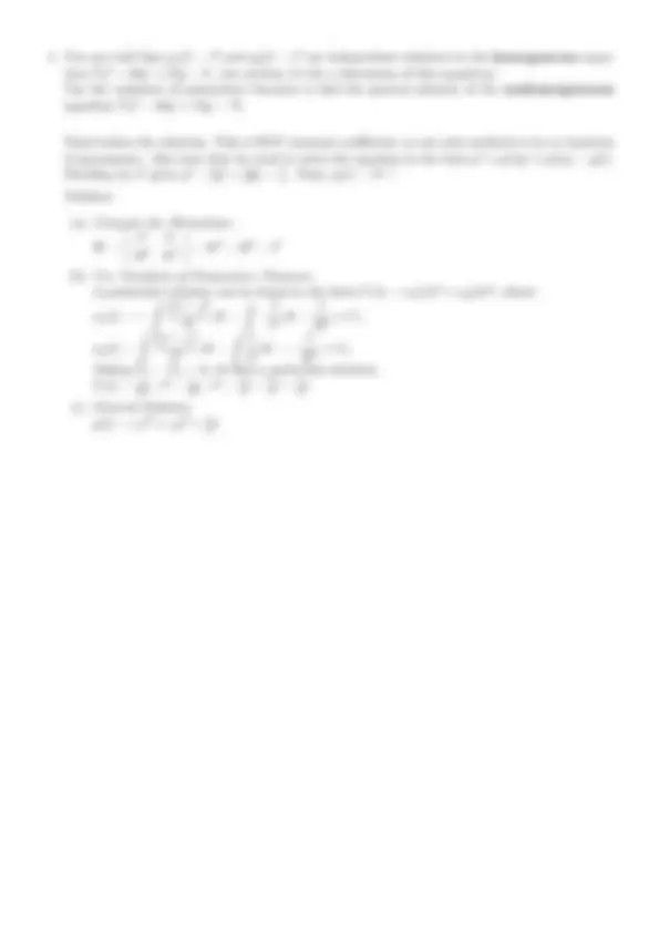Exam 2 Review for Second Order Equations | Study notes Differential ...
