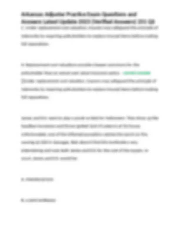 Arkansas Adjuster Practice Exam Questions and Answers Latest Update ...