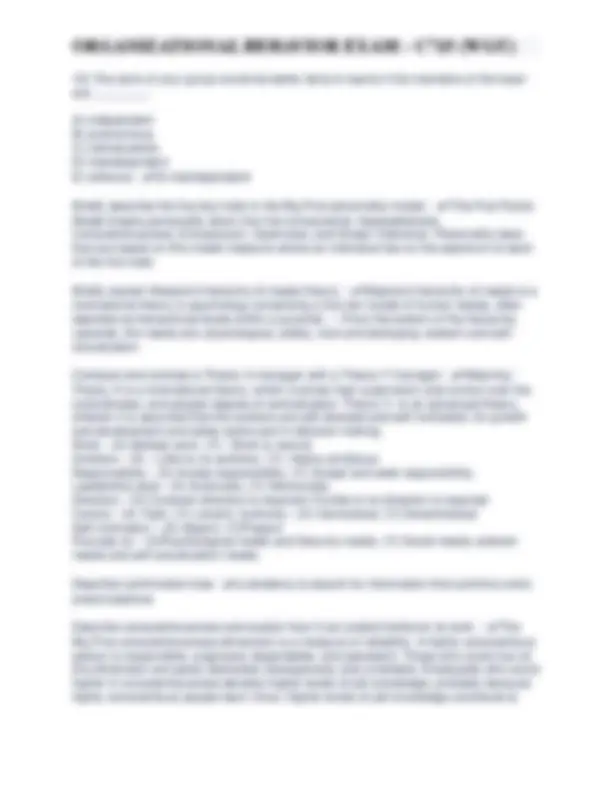 ORGANIZATIONAL BEHAVIOR EXAM - C715 (WGU) | Exams Accounting | Docsity