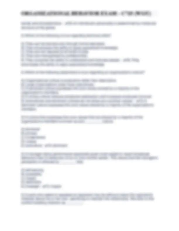 ORGANIZATIONAL BEHAVIOR EXAM - C715 (WGU) | Exams Accounting | Docsity