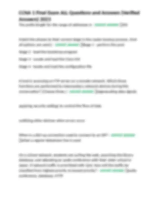 CCNA 1 Final Exam ALL Questions and Answers (Verified Answers) 2023 ...