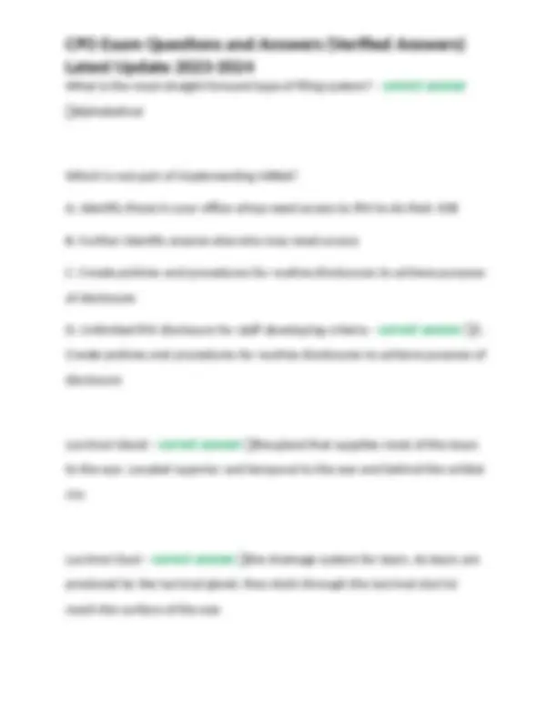 CPO Exam Questions and Answers | Exams Nursing | Docsity