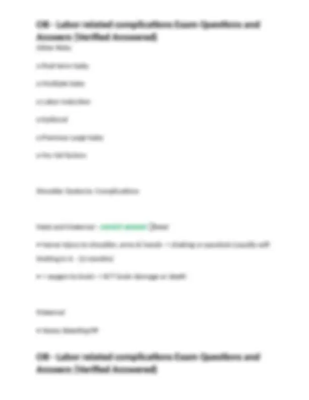 OB - Labor related complications Exam Questions and Answers (Verified ...