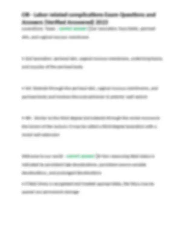 OB - Labor related complications Exam Questions and Answers (Verified ...