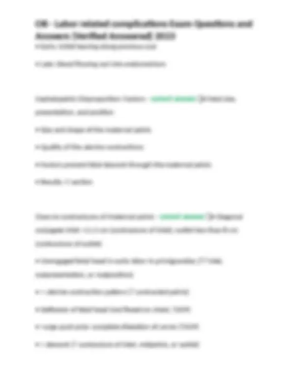 OB - Labor related complications Exam Questions and Answers (Verified ...