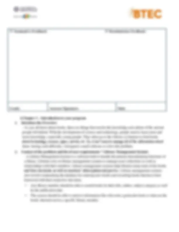 Assignment Title Analysis and Design a solution for procedural ...
