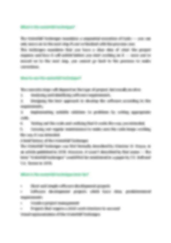 Project management techniques | Study notes Project Management | Docsity
