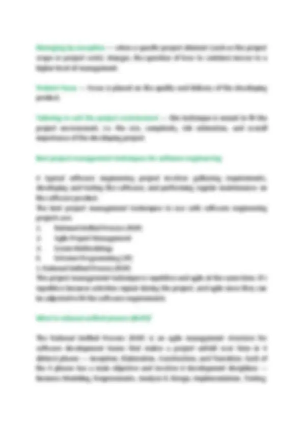 Project management techniques | Study notes Project Management | Docsity