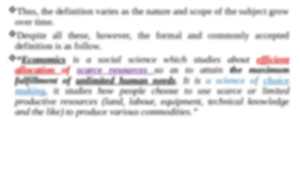 Basic economics chapter one | Lecture notes Economics | Docsity