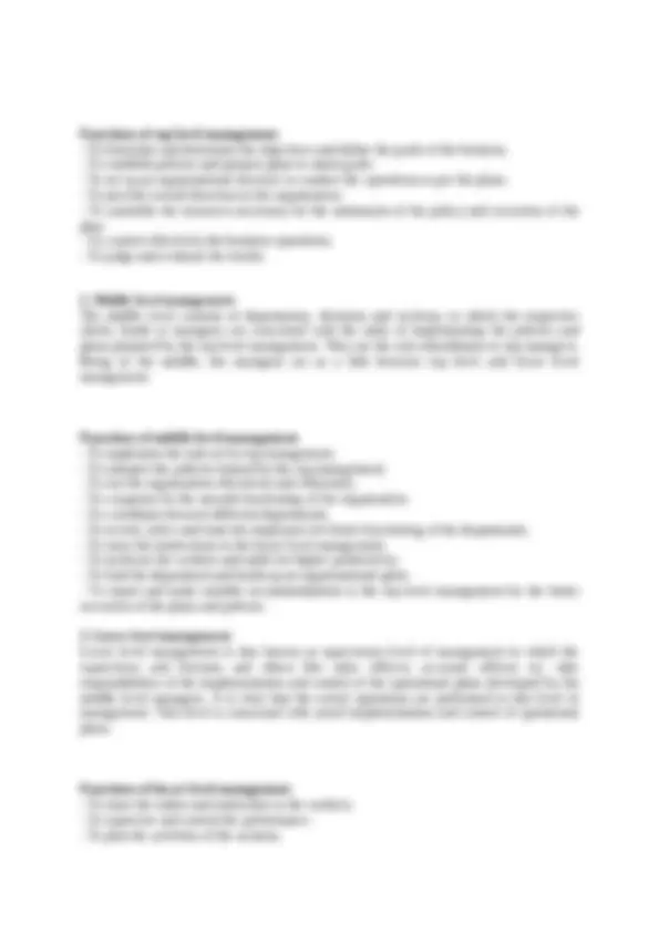 LEVELS OF management. | Lecture notes Economics | Docsity