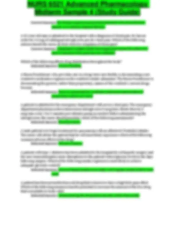 NURS 6521 Advanced Pharmacology Midterm Sample 4 (Study Guide) | Exams ...