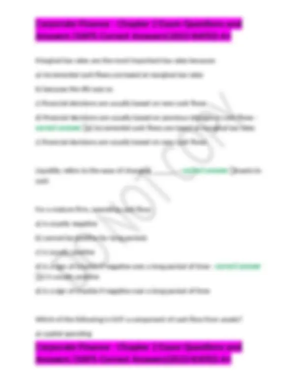 Corporate Finance - Chapter 2 Exam Questions and Answers (100% Correct ...