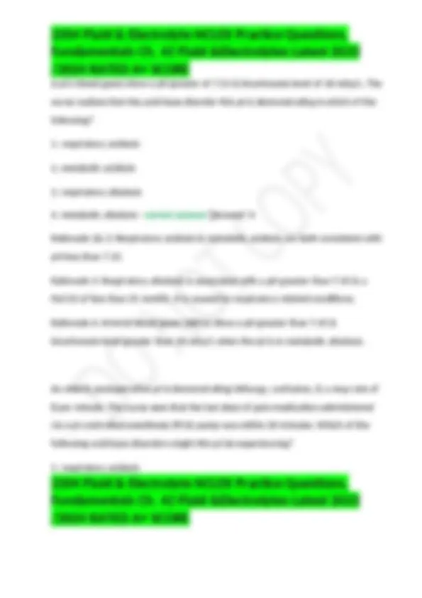 2204 Fluid & Electrolyte NCLEX Practice Questions, Fundamentals Ch. 42 ...
