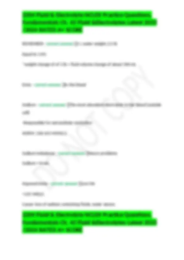 2204 Fluid & Electrolyte NCLEX Practice Questions, Fundamentals Ch. 42 ...