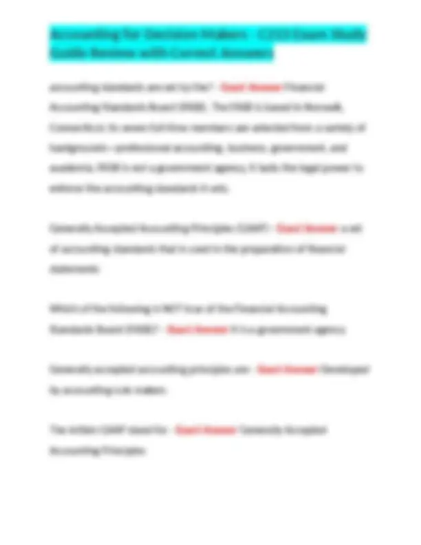 Accounting for Decision Makers - C213 Exam Study Guide Review with ...