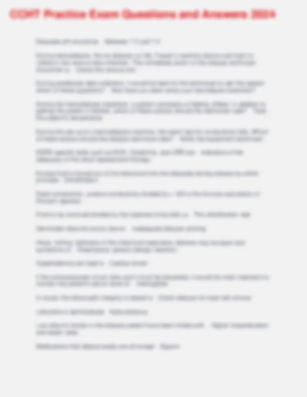 CCHT Practice Exam Questions and Answers 2024 | Exams Nursing | Docsity ccht-practice-exam-questions-and-answers-2024-exams-nursing-docsity