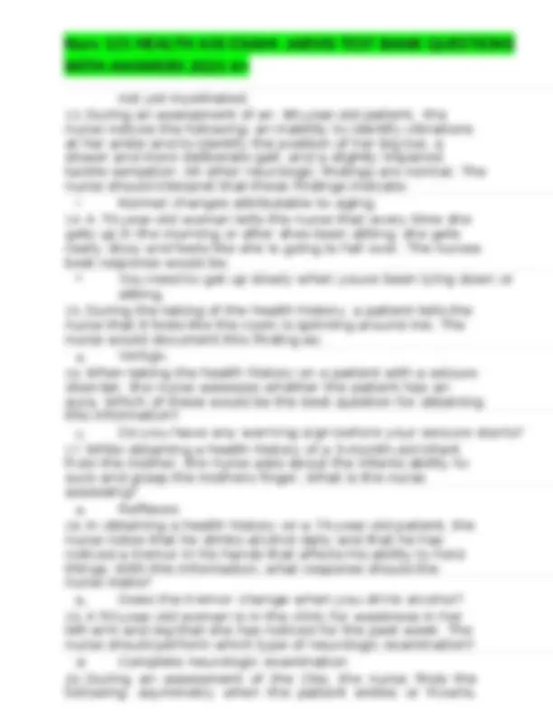 Skin Assessment Exam Questions with Answers | Exams Nursing | Docsity