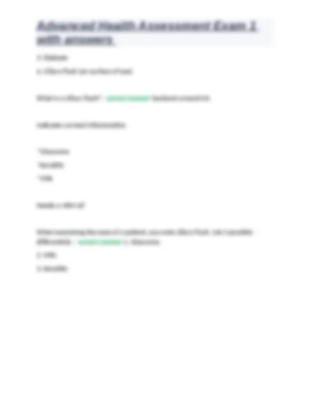 Advanced Health Assessment Exam 1 with answers | Exams Nursing | Docsity