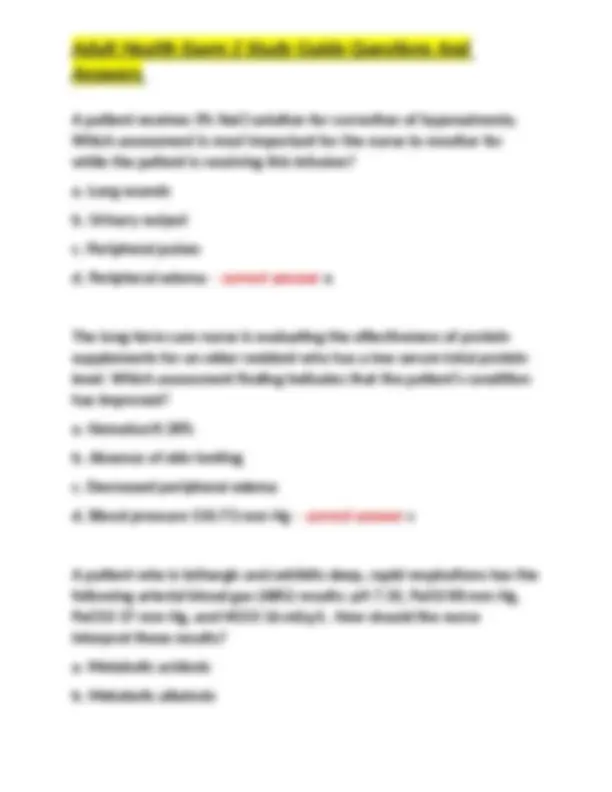 Adult Health Exam 2 Study Guide Questions And Answers | Exams Nursing ...