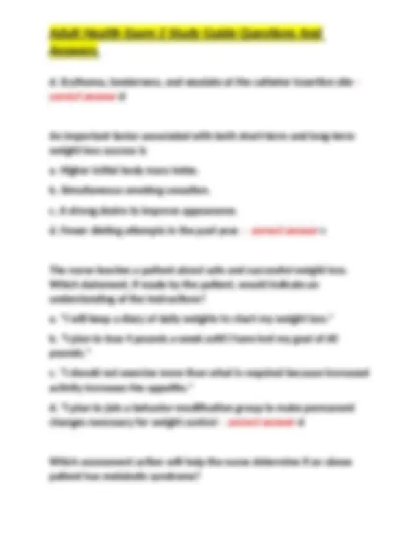 Adult Health Exam 2 Study Guide Questions And Answers | Exams Nursing ...