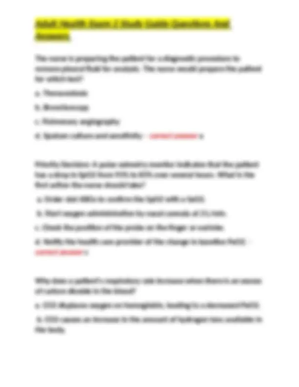 Adult Health Exam 2 Study Guide Questions And Answers | Exams Nursing ...